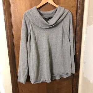 Jeanne Pierre Women’s 1X Grey Pullover Cotton Sweater Cowl Neck